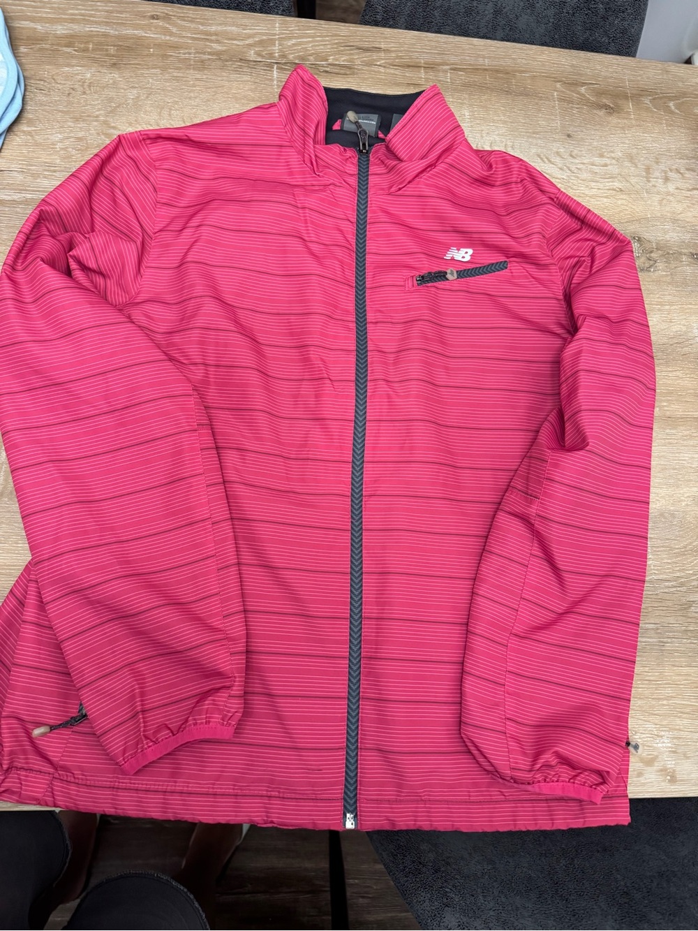 New Balance Women's Pink Striped Lightweight Puffer Jacket